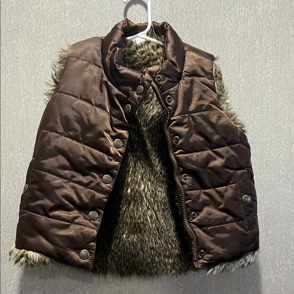 Brown Faux Fur Lined Kids Vest